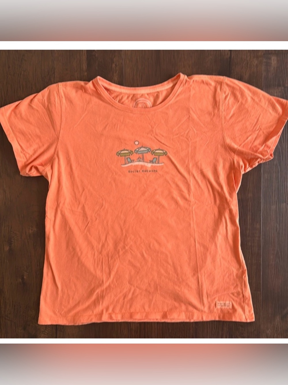 LIFE IS GOOD SOCIAL NETWORK WOMEN XL TEE CREW NECK SHORT SLEEVE BEACH SUN COTTON
